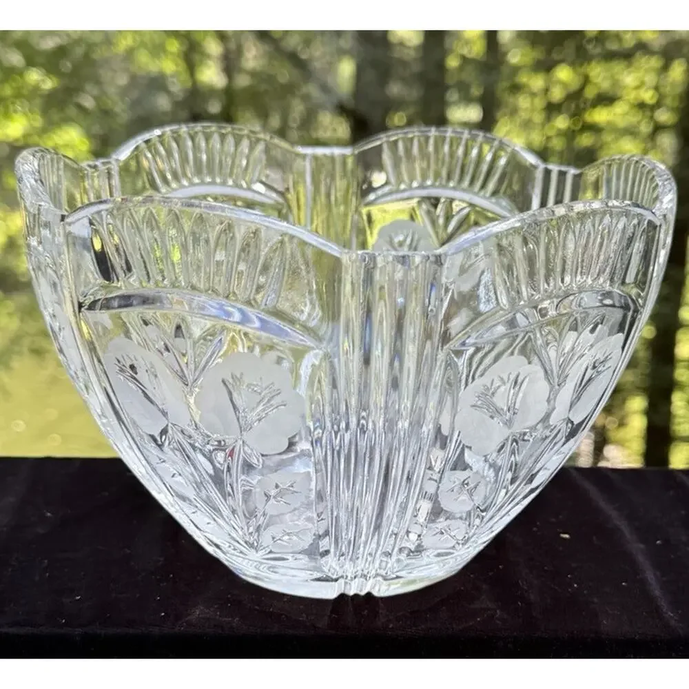 Vintage Crystal Clear Industries Darlington Lead Crystal 8” Rose Bowl EUC -C13